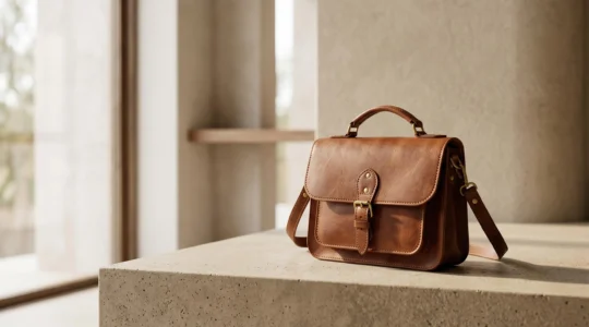 Bolso de piel natural con acabado impecable mostrando textura de cuero de alta calidad