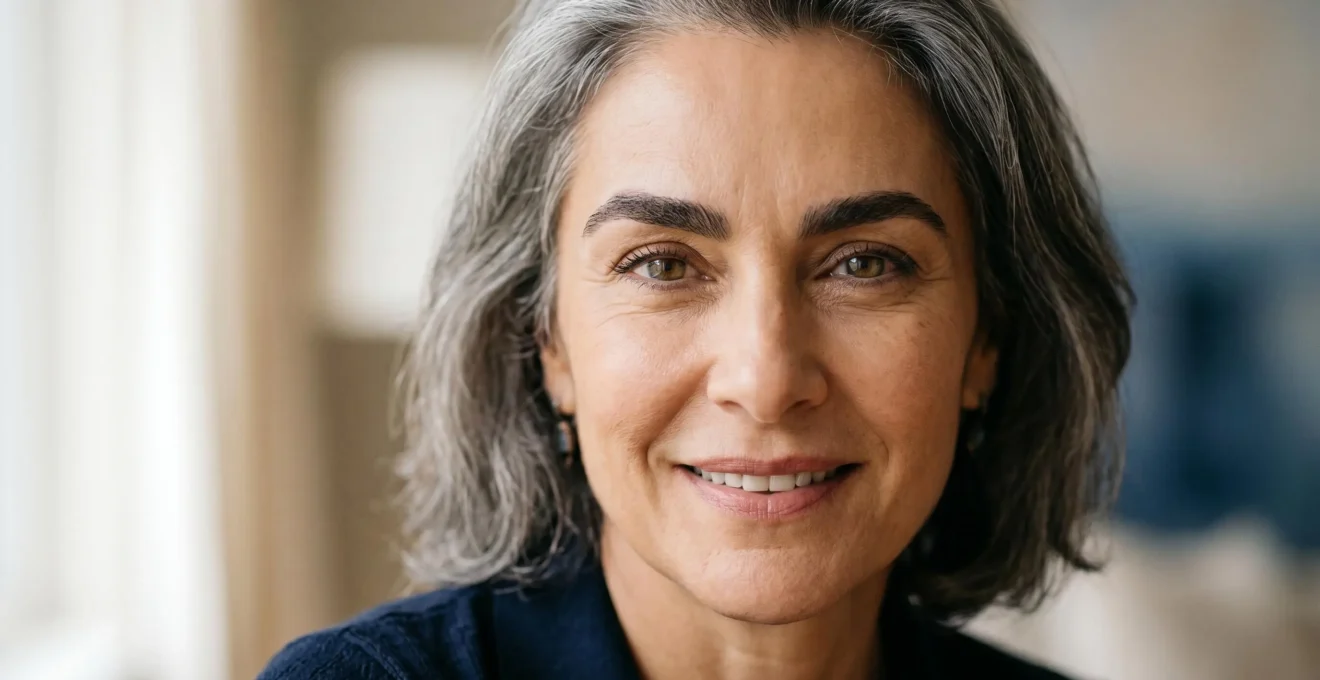 Mujer de 50 años con cejas naturales y definidas mostrando densidad y forma perfecta