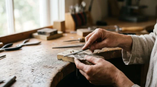 Joyería artesanal ética elaborada con metales reciclados y diseño sostenible