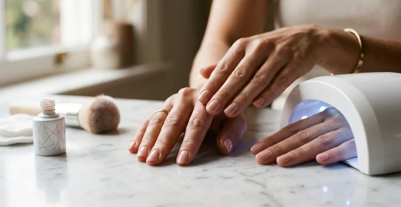 Manicura semipermanente casera con esmalte gel y lámpara LED, acabado profesional y duradero